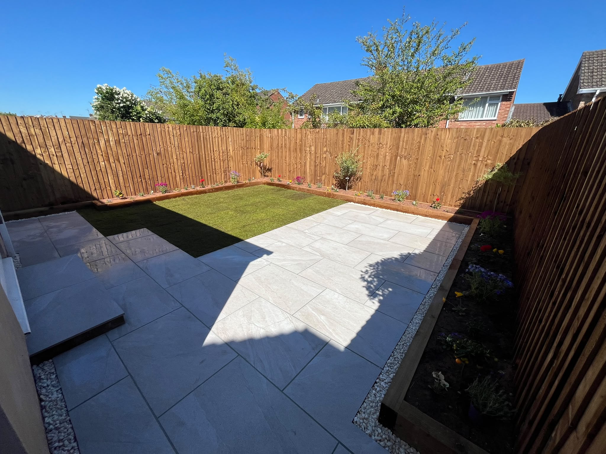 Landscaped garden and patio